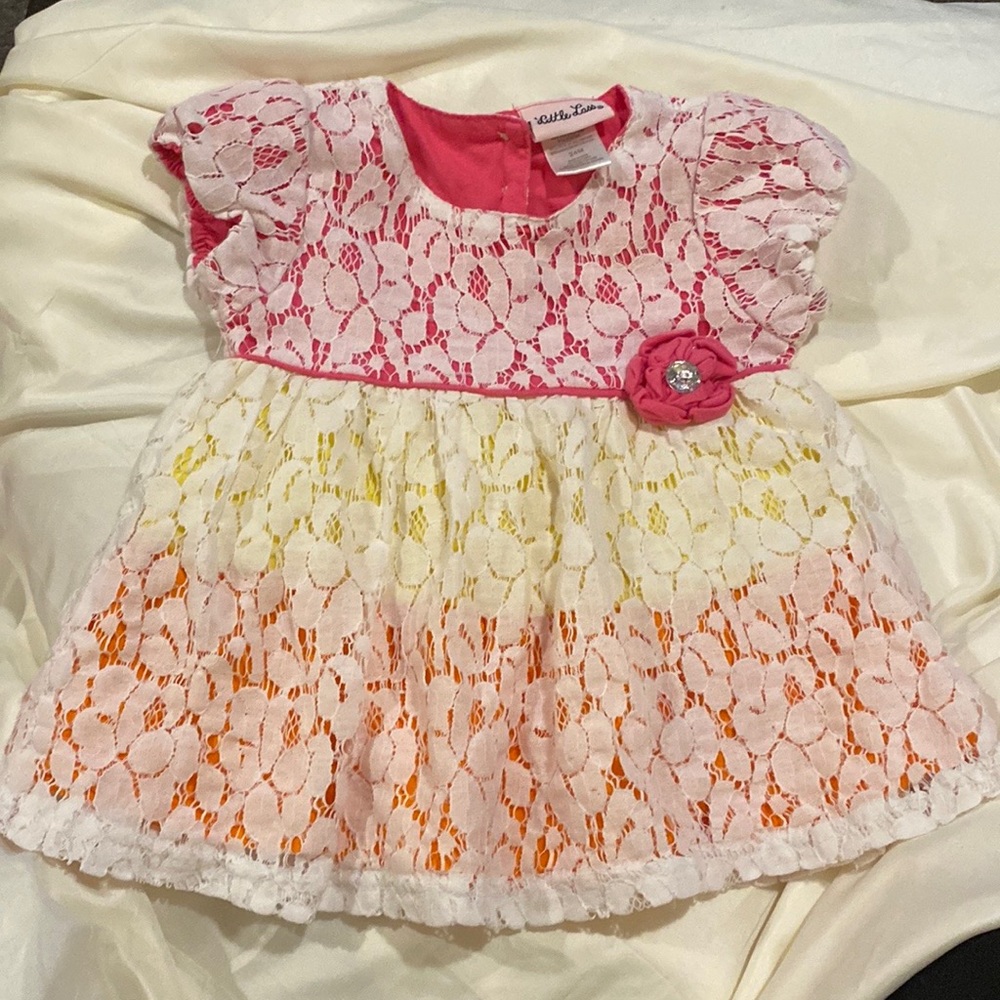 ❤️3/$30❤️Little Lass White Lace Dress Size 24mths